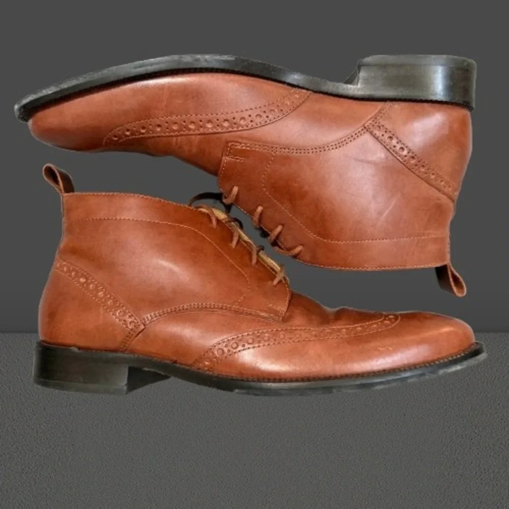 Cole Haan Williams Welt Wingtip British Tan Leather Chukka Boots Size 7.5 M